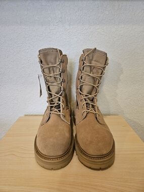 Women's Tan Lace-Up Suede Combat Boots